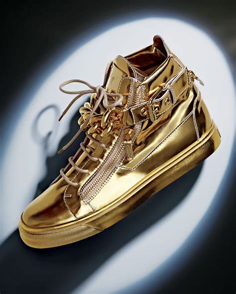 gold designer sneakers